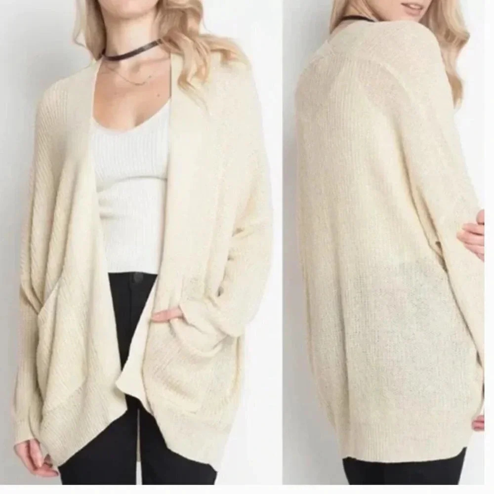 Urban Outfitters Dreamers Ivory Open Longline Cardigan Size XS